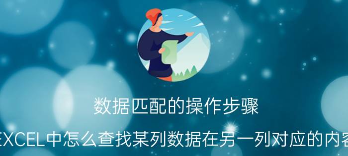 数据匹配的操作步骤 EXCEL中怎么查找某列数据在另一列对应的内容？